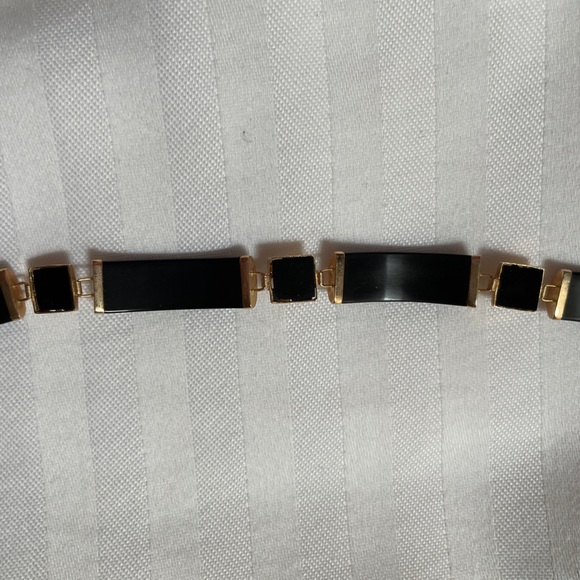 Vintage 14K Yellow Gold and Onyx Link Bracelet. Excellent condition. - Picture 2 of 6